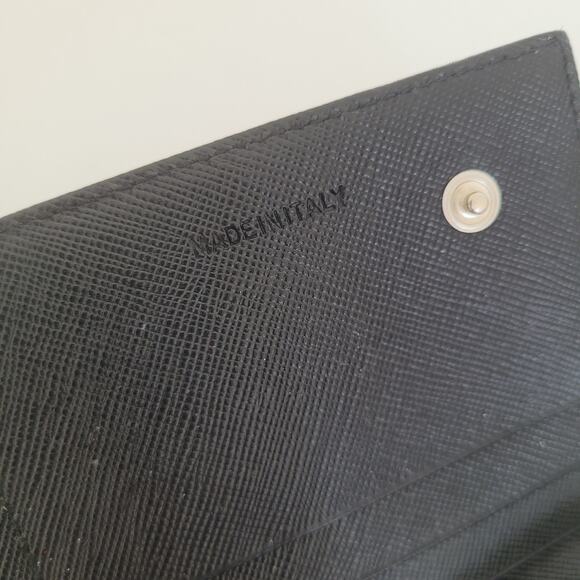 PRADA Vintage Tessuto Nero Black Nylon Leather Logo Plate Wallet Large Envelope - Picture 5 of 15